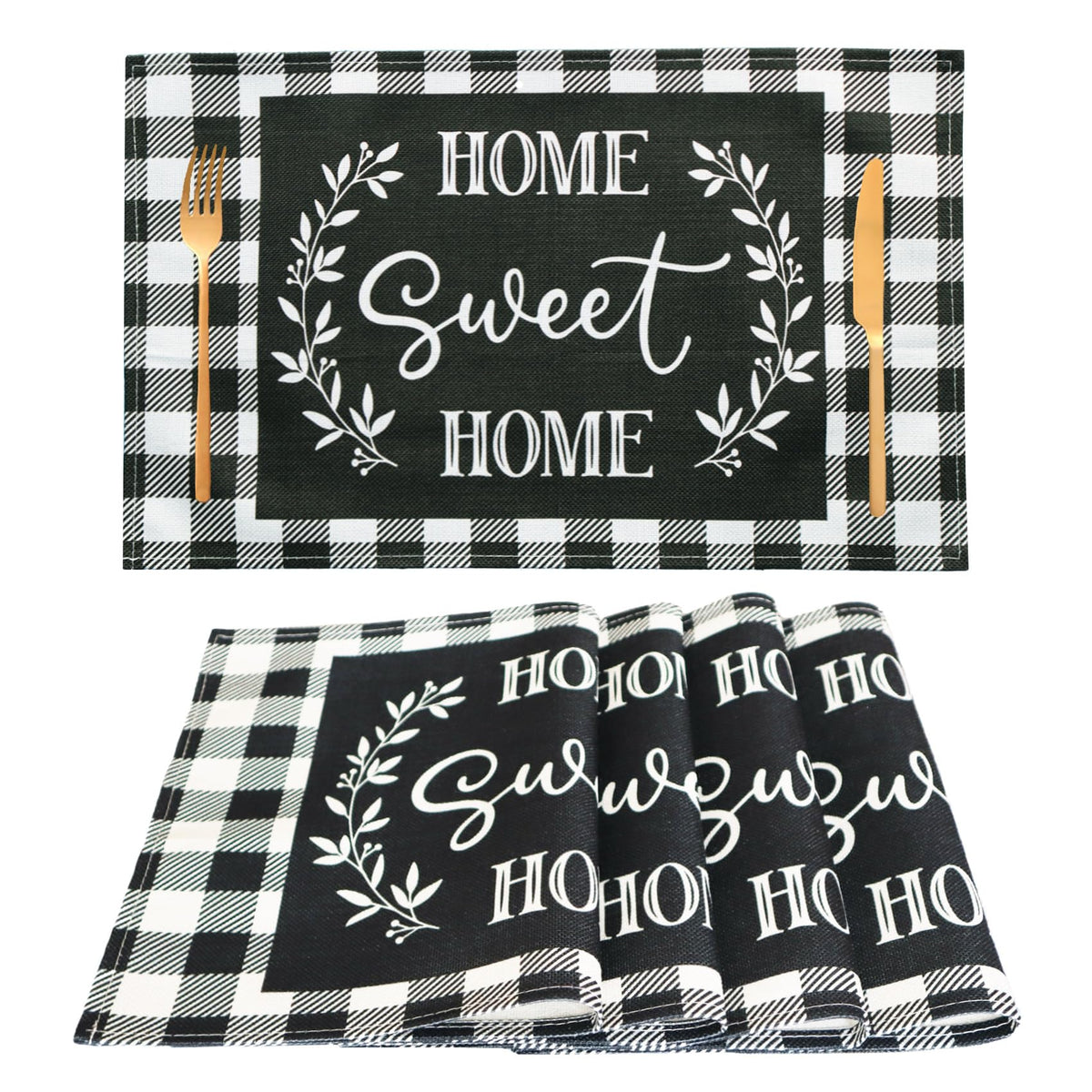 Farmhouse Teal Placemats Set of 4 Thankful Blessed Table Mats