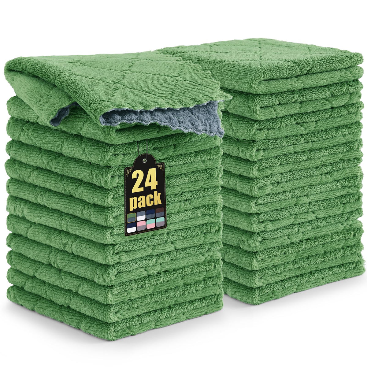 Mordimy 12 Pack Soft and Absorbent Kitchen Cloths, Dark Grey & White