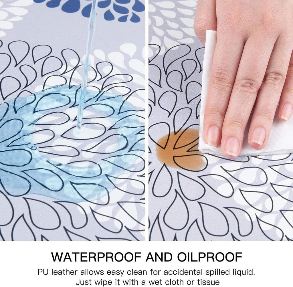 QIYI PU Leather Placemats Set of 6, 12"x18" Waterproof Table Mats, Dahlia