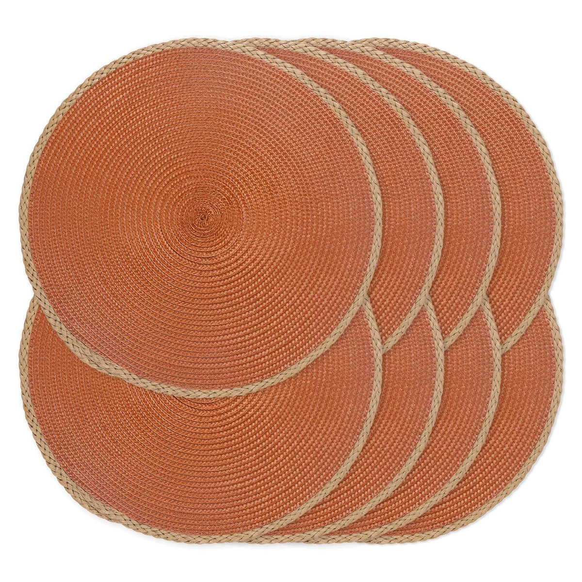 Round Placemats Set of 4, Woven Table Mats, Thin Edge, Black