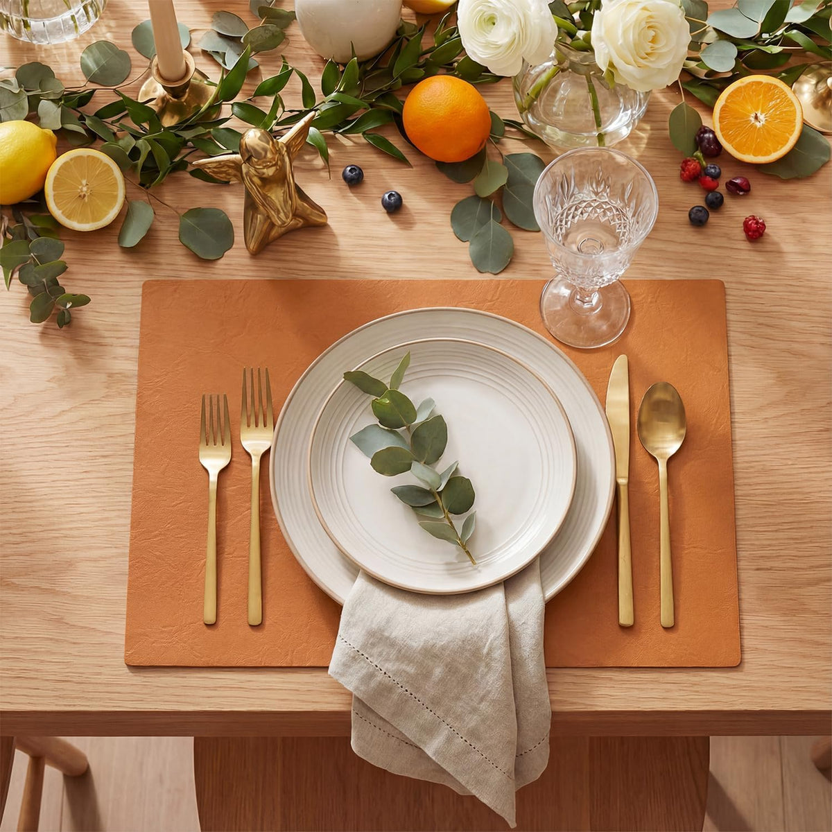 Artoid Mode Olive Green Faux Leather Placemats Set of 4