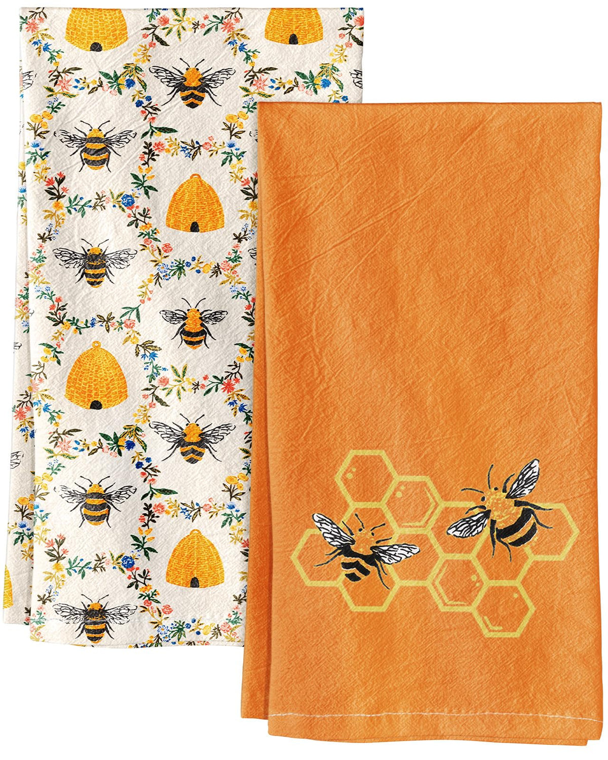 Miss Adola 2 Pack 150GSM Flour Sack Kitchen Towels, Beige Daisy