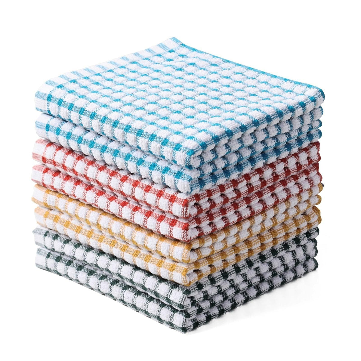 Oeleky Cotton Kitchen Towels 8 Pack, 15x26 Checkered Dish Towels