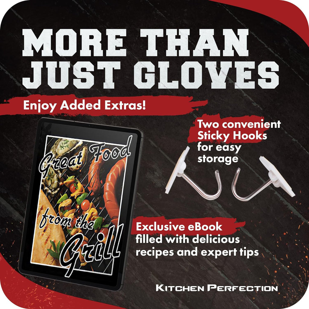 KITCHEN PERFECTION Smoker BBQ Grill Gloves -High Heat Resistant Oven Mitts