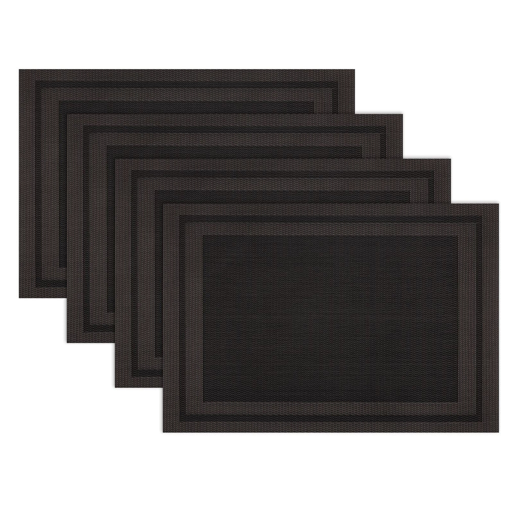 Winknowl Placemats Set of 4，Heat Resistant Woven Vinyl Washable PVC Place Mats，Non-Slip Stain Resistant Indoor/Outdoor Table Mats for Dining Table (Brown)
