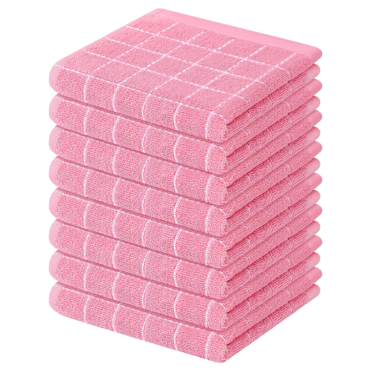 Mordimy Cotton Terry Checkered Kitchen Towels, 16"x 26", 4 Pack, Tan
