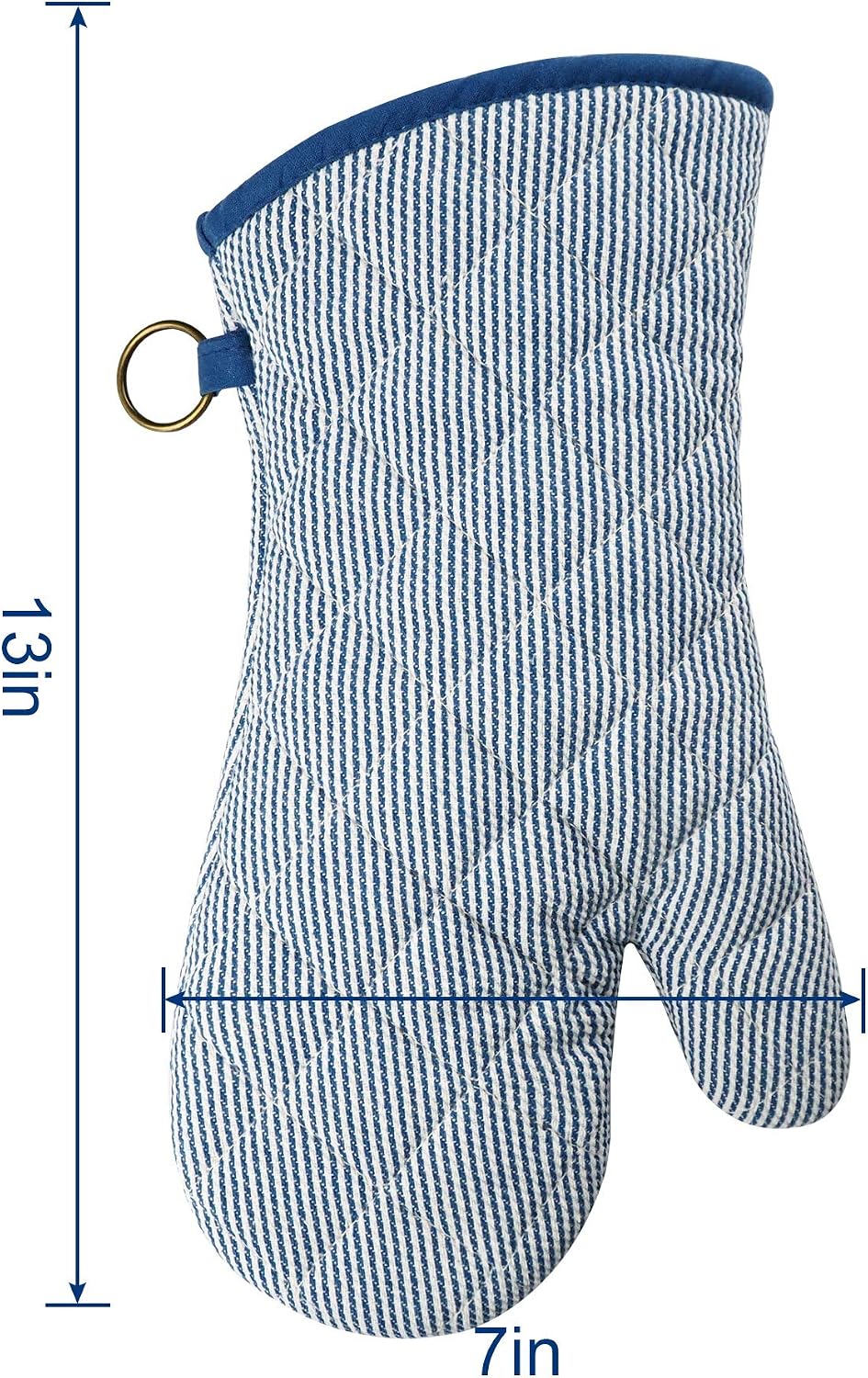 Yarn Dyed Oven Mitts 1 Pair， 100% Cotton Heat Resistant 470 Degree