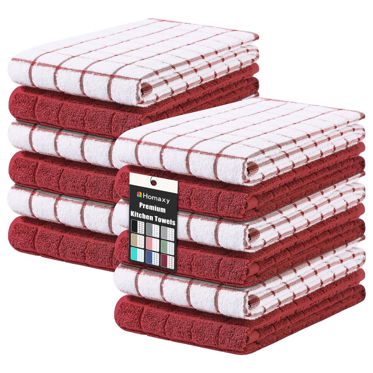 Homaxy Large Premium Cotton Kitchen Towels 16"x 28", 6 Pack, Grey
