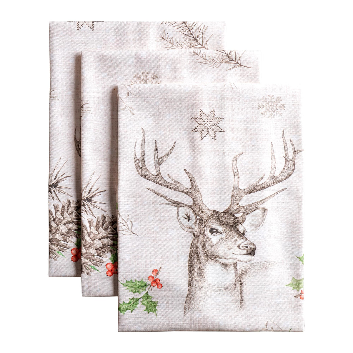 Maison d' Hermine Kitchen Towels Set of 3 Reusable 100% Cotton 27.50" x 20"