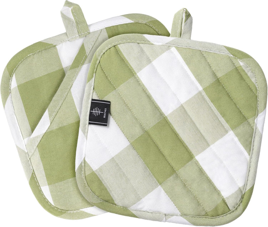 BONTHEE Oven Gloves Heat Resistant Potholder Set Oven Gloves with Anti-Slip Striped Cooking Gloves for Cooking Baking - 2PCS