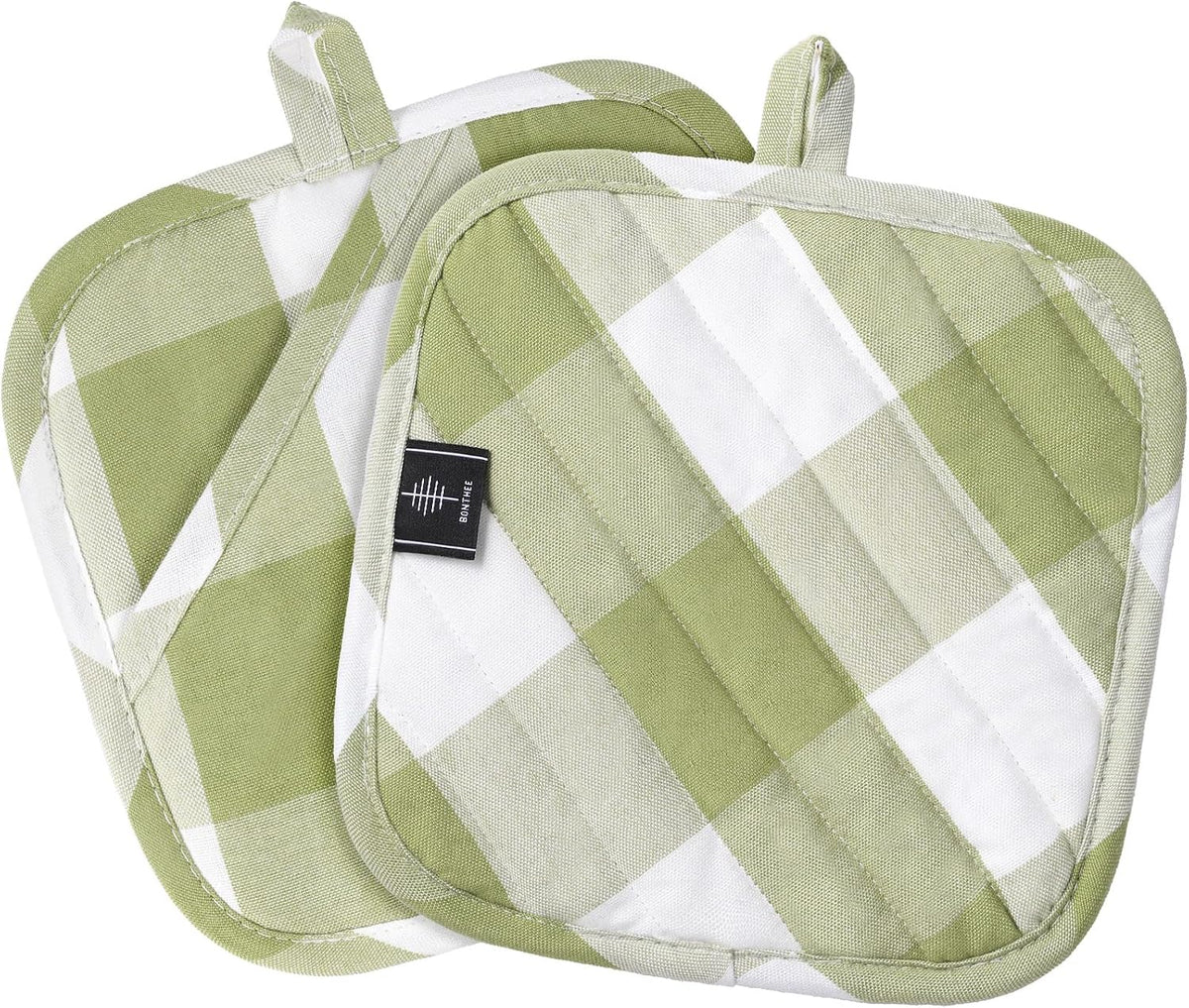 BONTHEE Oven Gloves Heat Resistant Potholder Set Oven Gloves with Anti-Slip Striped Cooking Gloves for Cooking Baking - 2PCS