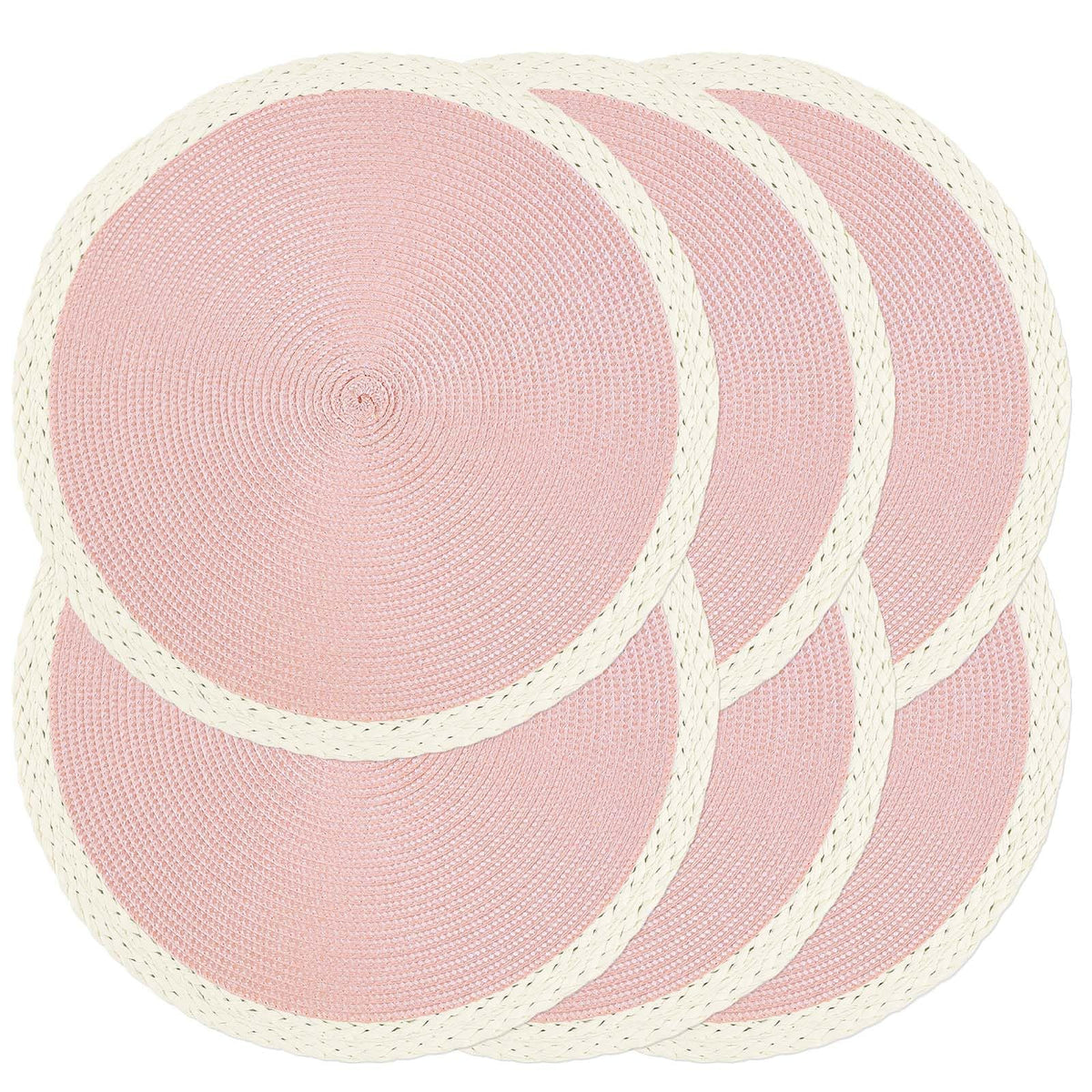 Round Placemats Set of 4, Woven Table Mats, Thin Edge, Black