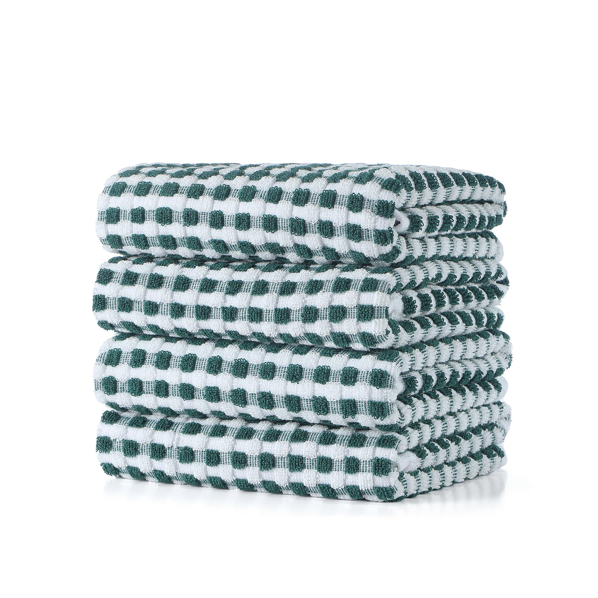 SALAS Cotton Dish Towels Cloths for Kitchen Drying Dishes, Lattice Terry Kitchen Towels, Absorbent Cloths with Hanging Loop, 16‘’ x 26‘’, 4 Packs, Wine Red and Black