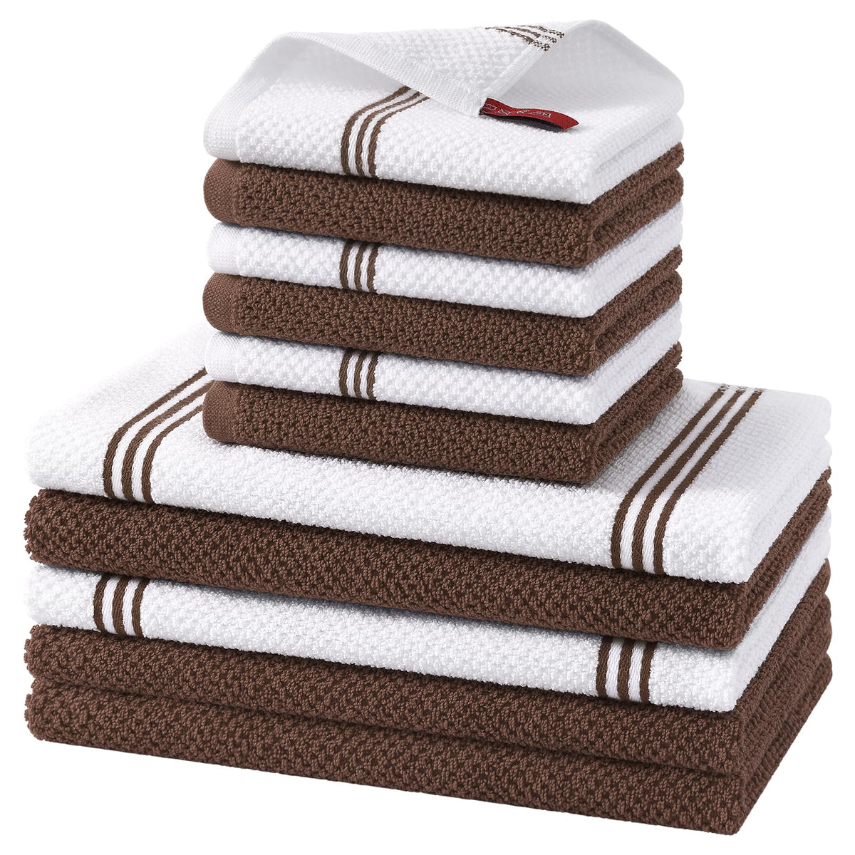 Homaxy Dual Design Kitchen Towels and Dishcloths Set, 8 Pack, Dark Grey