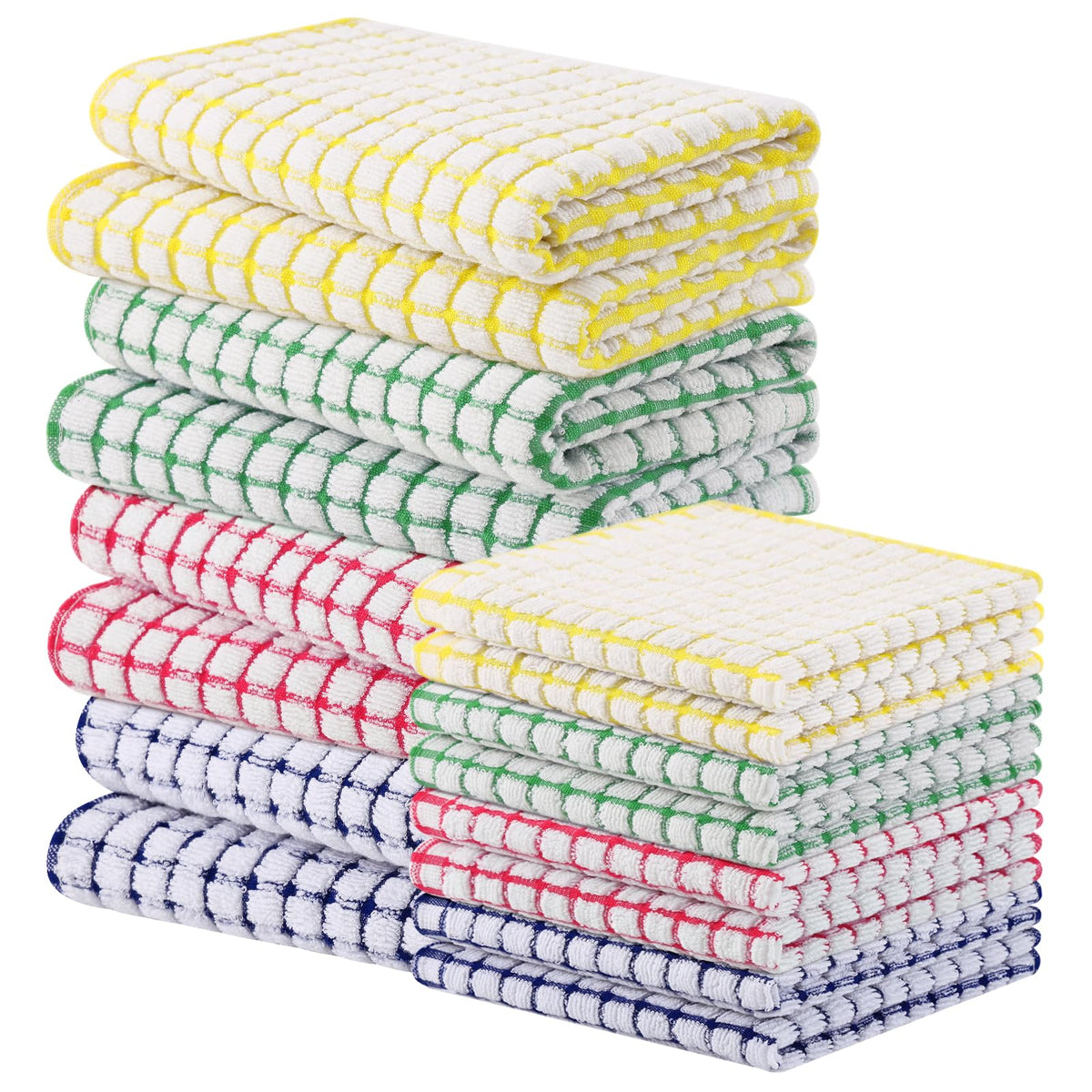 Homaxy Cotton Terry Kitchen Towels and Dishcloths Set of 8, Mixed Color