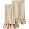 HunnmingRe 2 Pcs Green Gingham Kitchen Towels Cotton Ruffled
