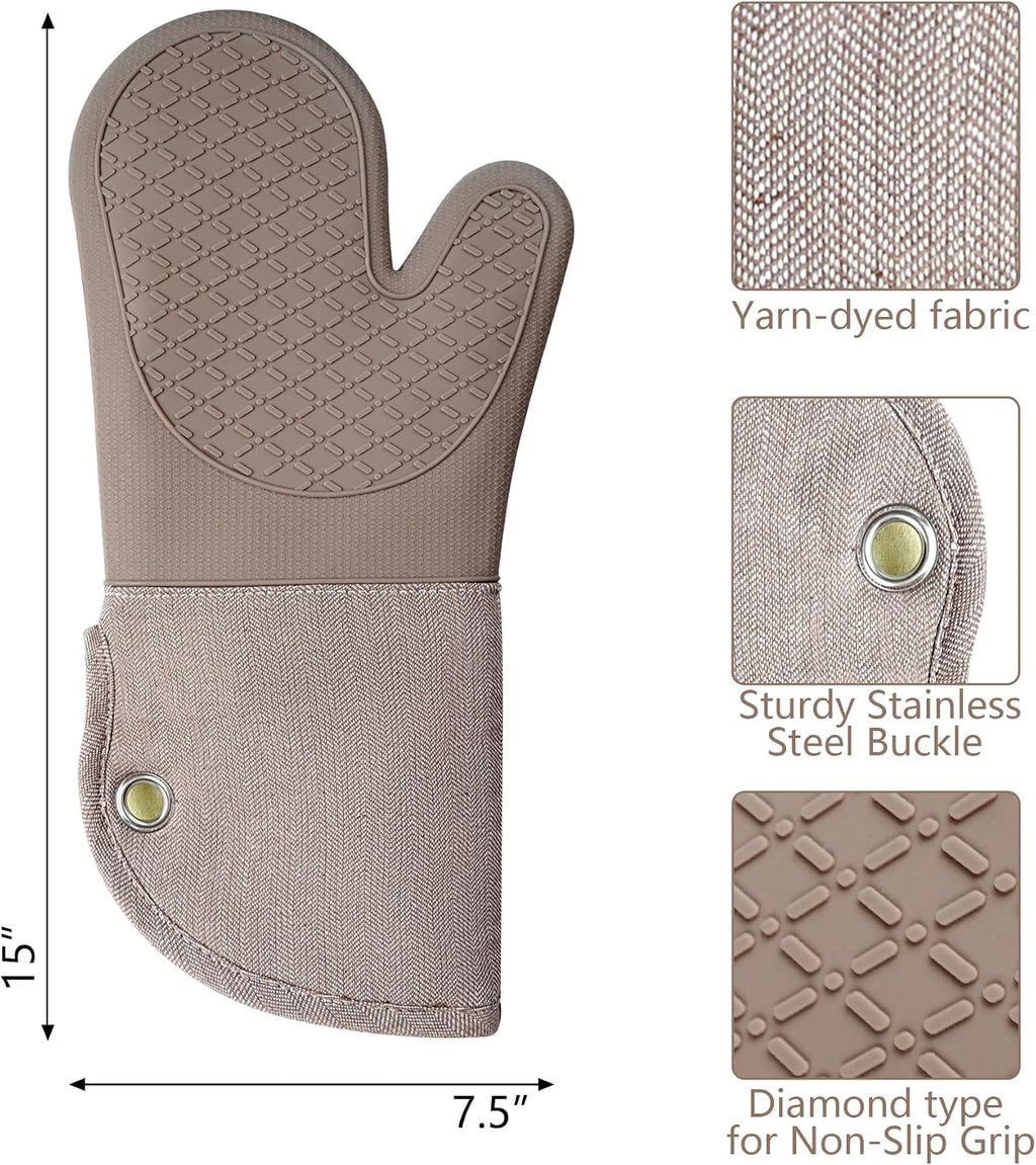 Professional Microwave Silicone Oven Mitts one Pair, Kitchen Mitten Set