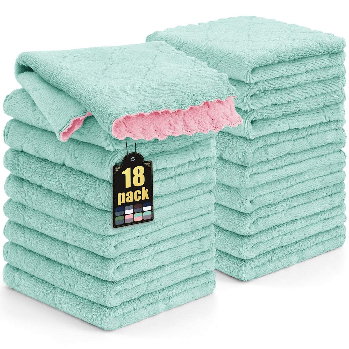 Mordimy 12 Pack Soft and Absorbent Kitchen Cloths, Dark Grey & White