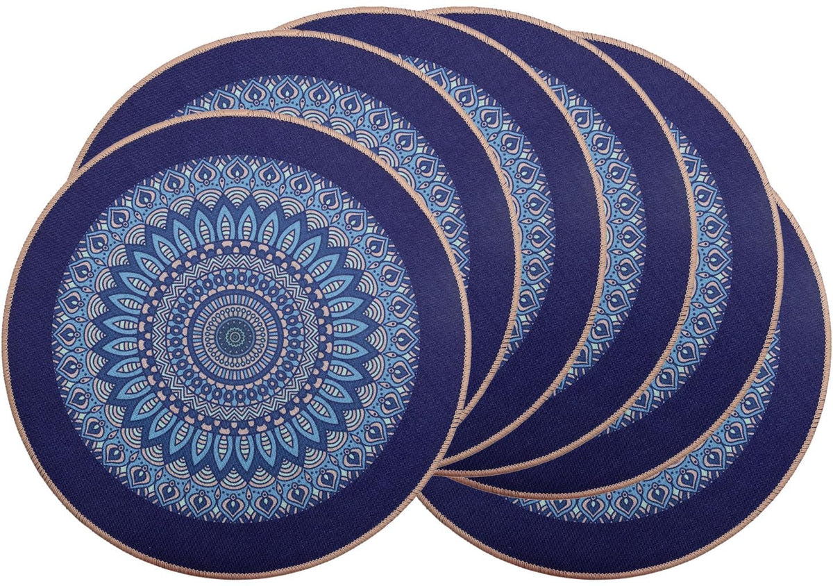 PIGCHCY Place Mats Heat-Resistant Non Slip Placemats Easy Wipe Clean Table Mats Woven Vinyl Placemats for Dining Table(Set of 6, Brown)