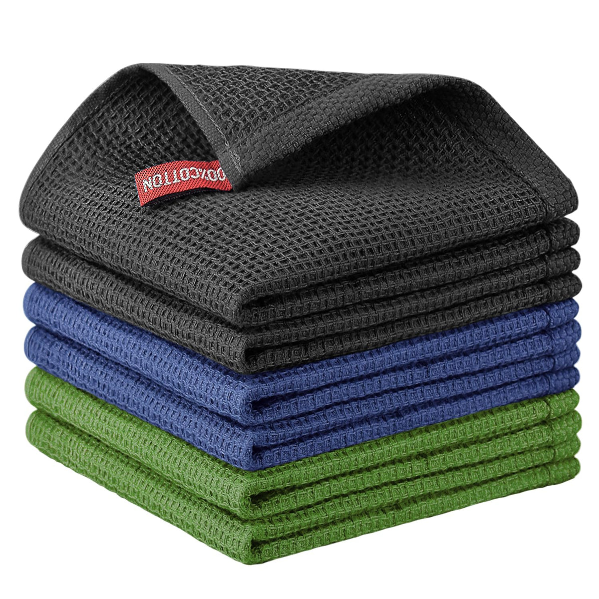 Nialnant 6 Pack Kitchen Towels and Dishcloths Sets,100% Cotton Soft Absorbent Quick Drying Dish Towels for Kitchen,Washing Dishes,12x12 Inches, Multi Color