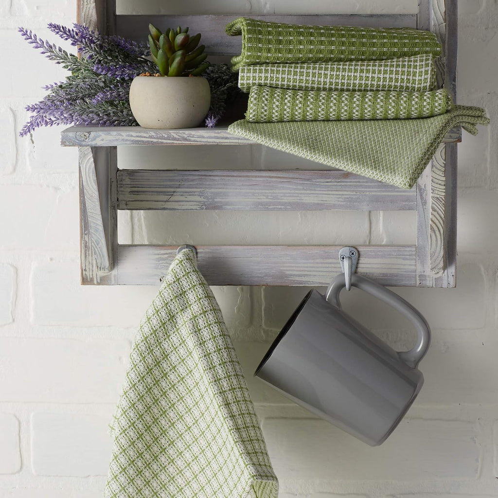 DII Everyday Kitchen Assorted Dishcloth Set of 5, 12x12, Antique Green