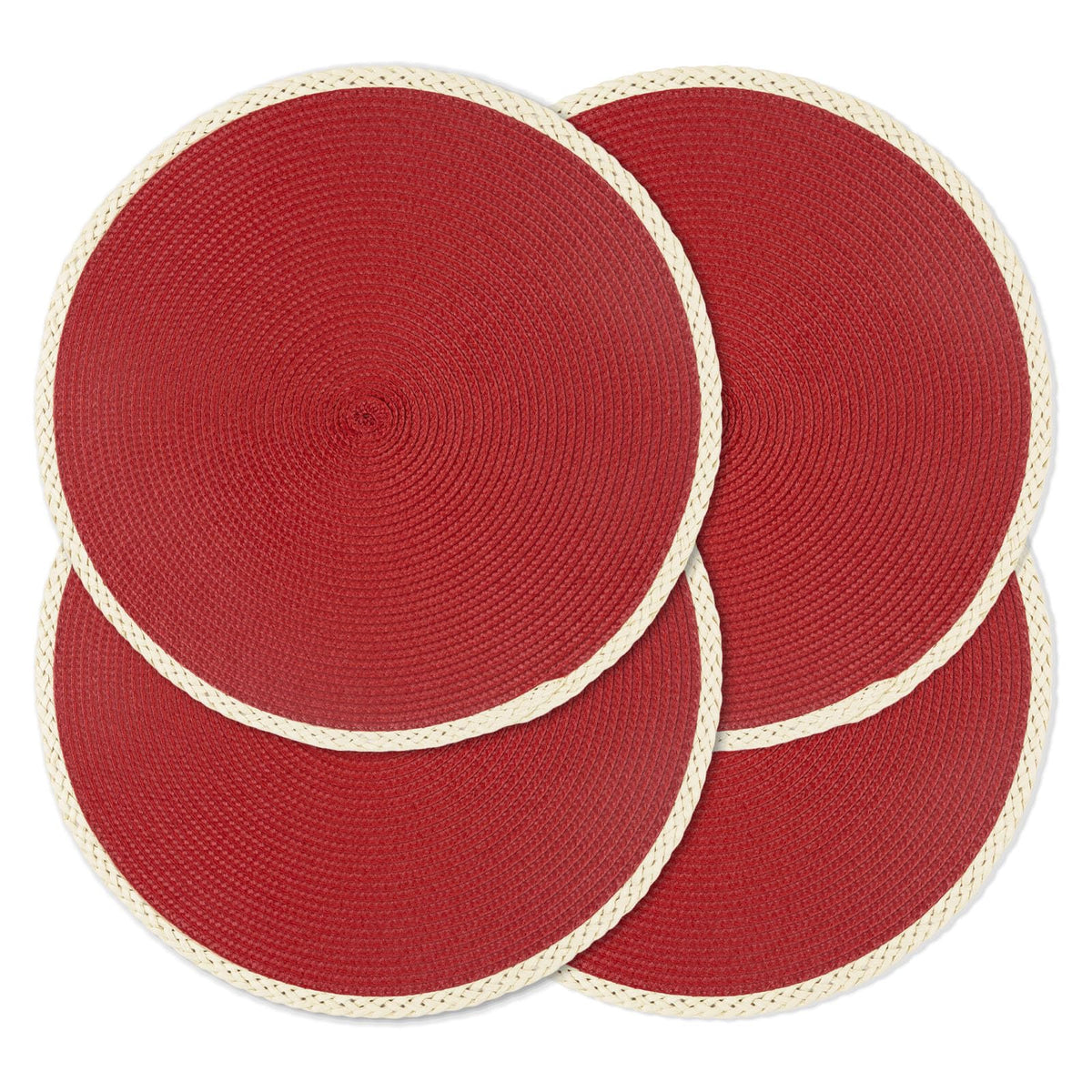 Round Placemats Set of 4, Woven Table Mats, Thin Edge, Black