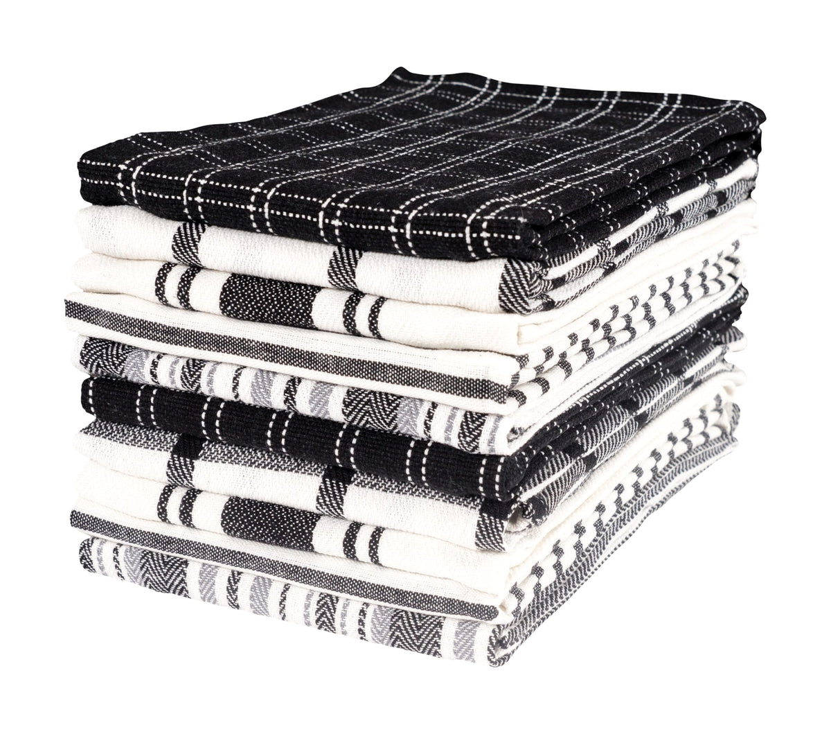 KAF Home Assorted Flat Kitchen Towels - Set of 10, 18 x 28 Inch (Navy)