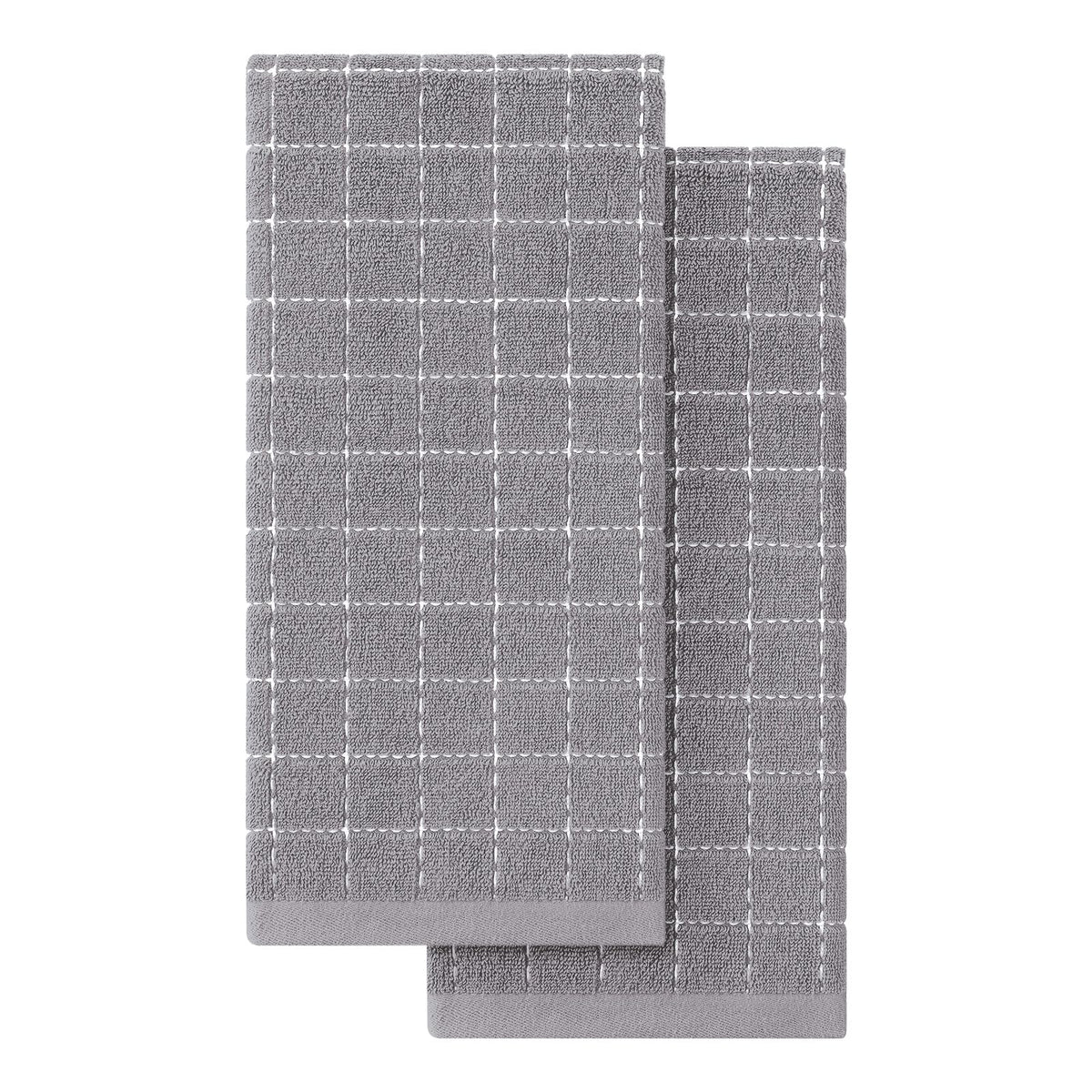 Homaxy 100% Cotton Terry Kitchen Towels, 2 Pack, Black