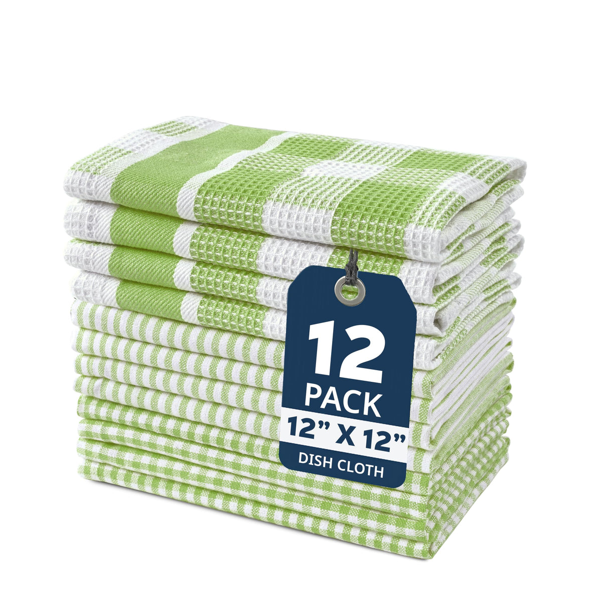 LANE LINEN 100% Cotton Kitchen Dish Cloths, Ultra Soft Absorbent Quick Drying Dish Towels, Multiweave Wash Cloths Dish Towel Sets, 13x28 Inches, 4 Pack - Grey