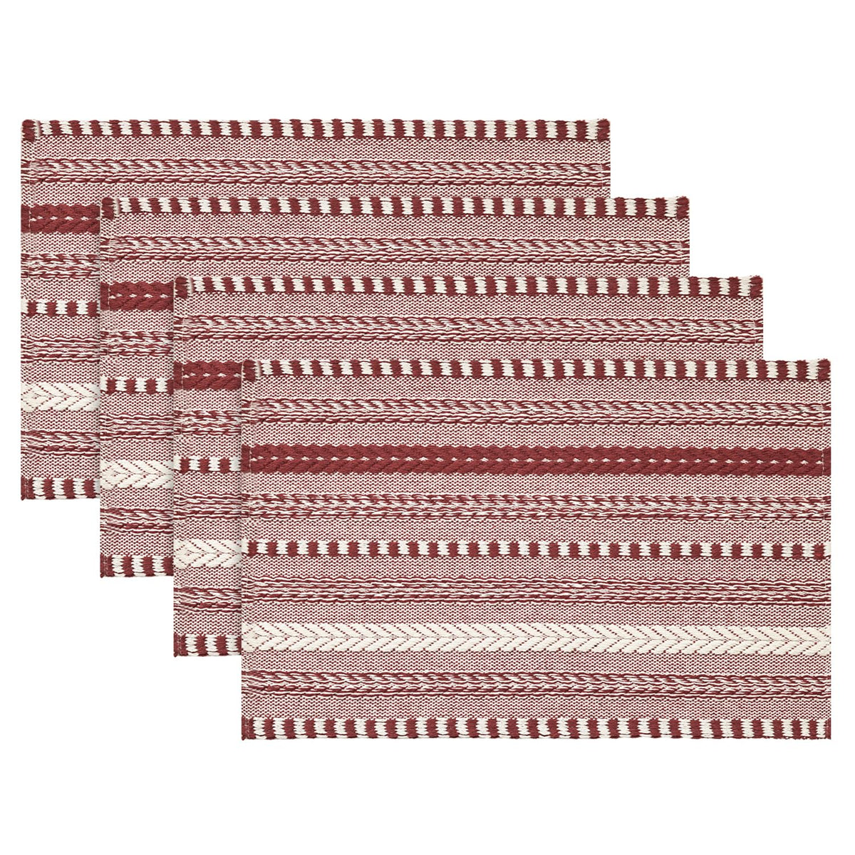 Artoid Mode Caramel Woven Braided Stripe Placemats Set of 4-12x18 Inch