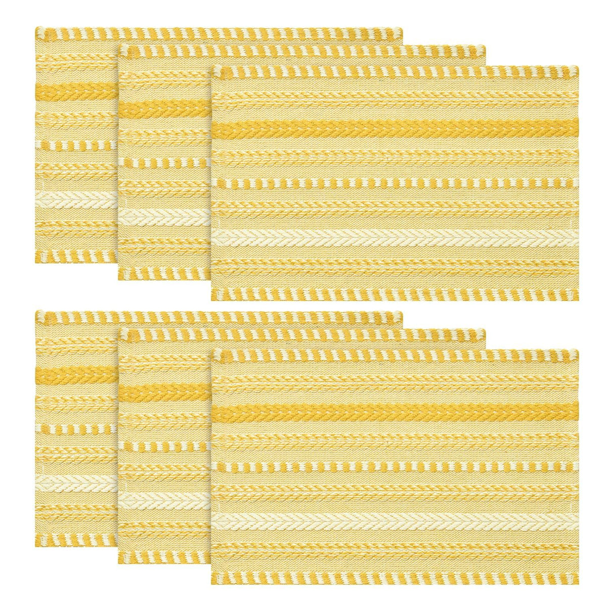 Artoid Mode Caramel Woven Braided Stripe Placemats Set of 4-12x18 Inch