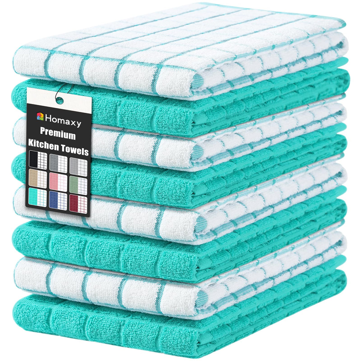 Homaxy Large Premium Cotton Kitchen Towels 16"x 28", 6 Pack, Grey