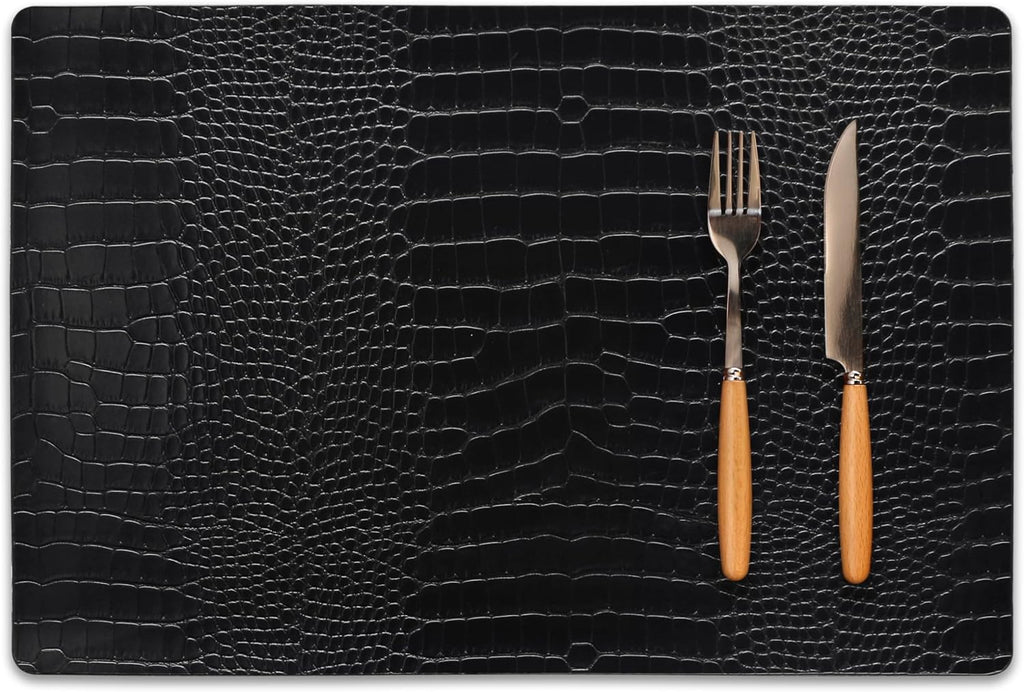 Set of 4 Faux Leather Placemats, PU Table Mats, Waterproof, Stain Resistant, Heat Resistant, Easy to Clean for Kitchen Dining Table,Conference Table