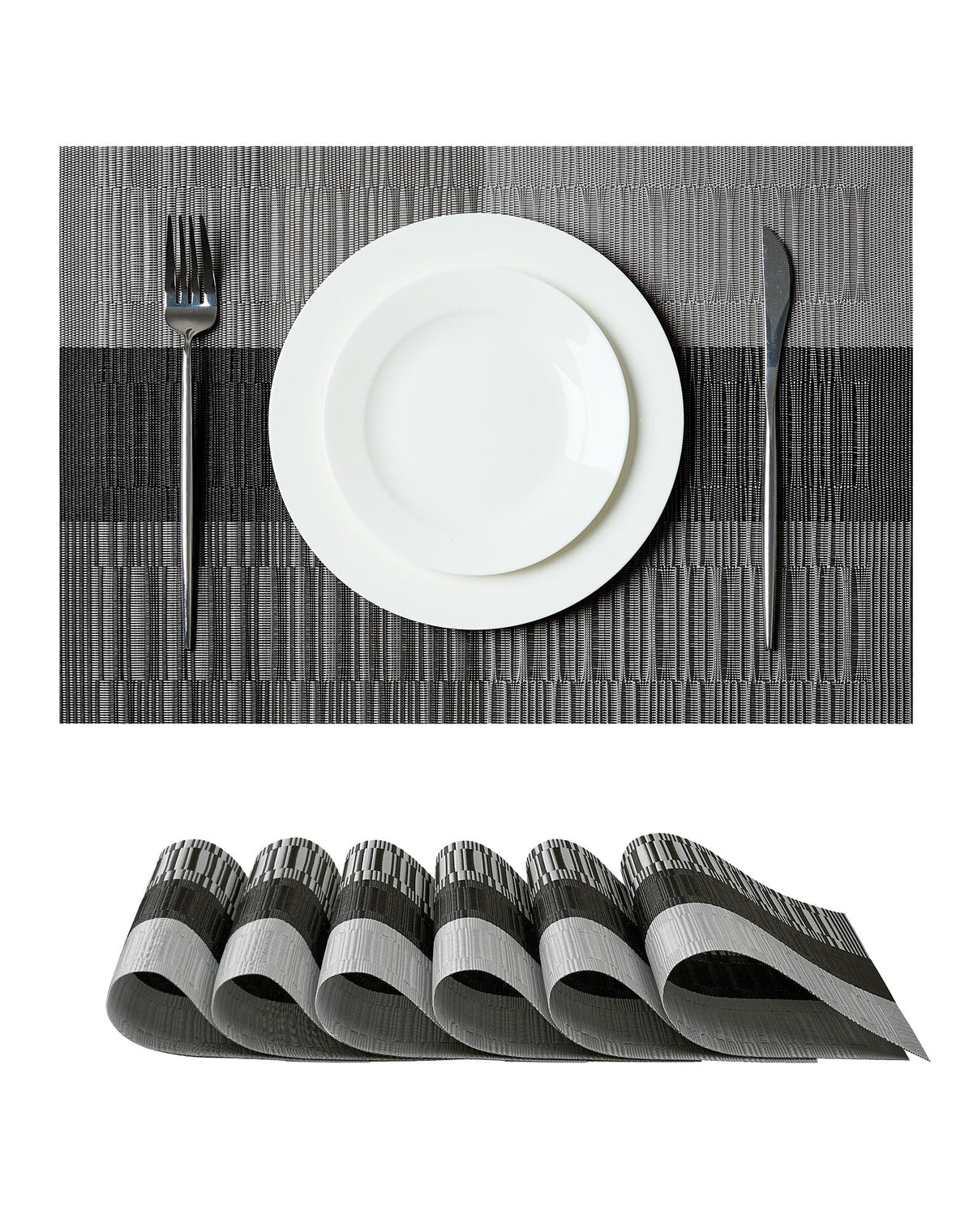 Beige White Placemats Set of 4 - Heat Resistant Non-Slip Place mats for Dining Table, Washable Durable PVC Vinyl Woven Table Mats(Beige White, 4)