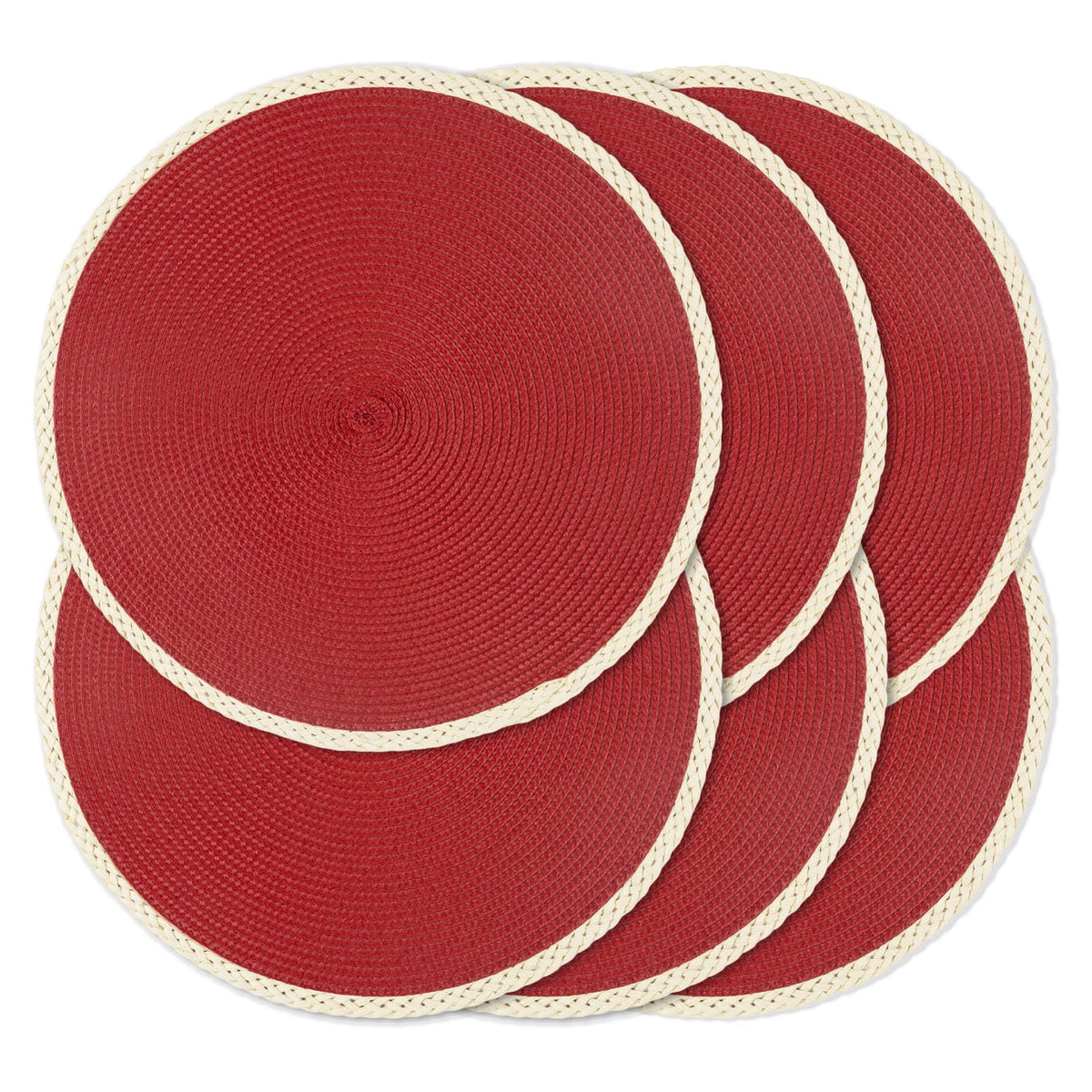 Round Placemats Set of 4, Woven Table Mats, Thin Edge, Black