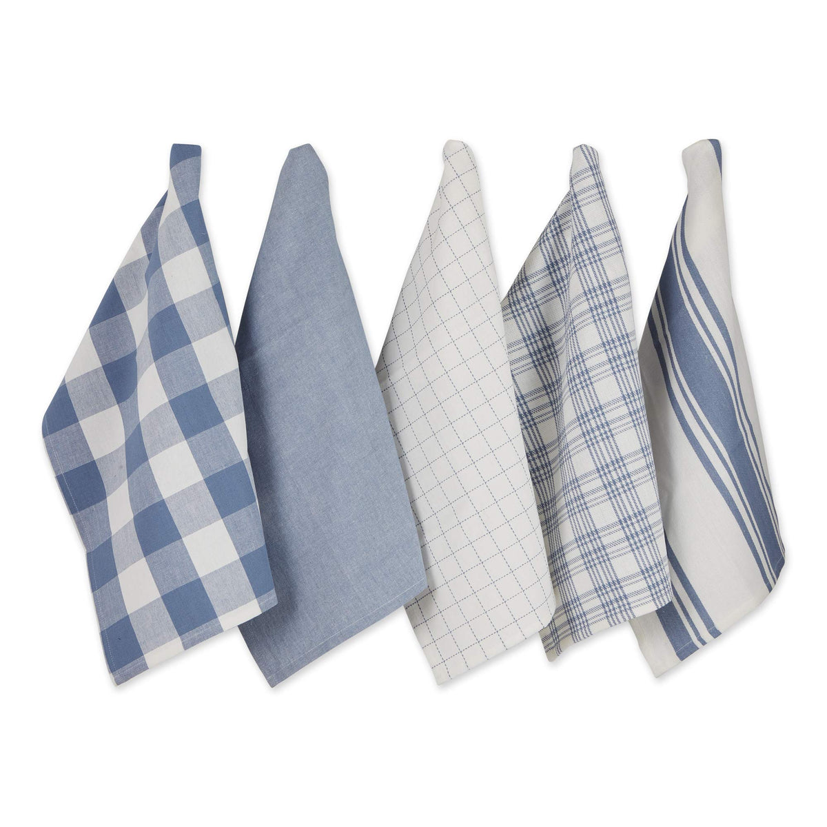 DII Basic Kitchen Large Cotton Dishtowel Set of 5, 18x28, Gray