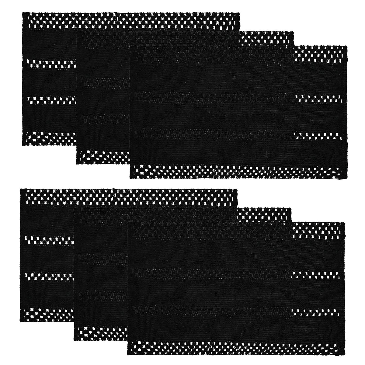 Artoid Mode Black Woven Rustic Hollow Placemats Set of 4-12x18 Inch