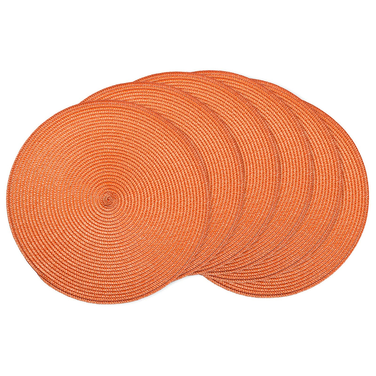 AHHFSMEI Round Placemats Set of 6 Heat Resistant Washable Non-Slip Woven Braided Table Mats for Dining Table Kitchen & Home Decor (Black)