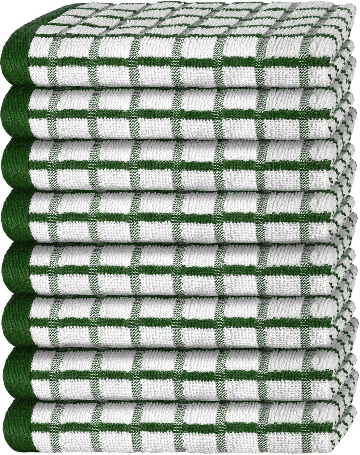 Premium Dish Towels for Kitchen, 8 Pack, 16x26 - 100% Cotton Kitchen Towels with Hanging Loop, Ultra Absorbent and Thick 410 GSM, Multicolor