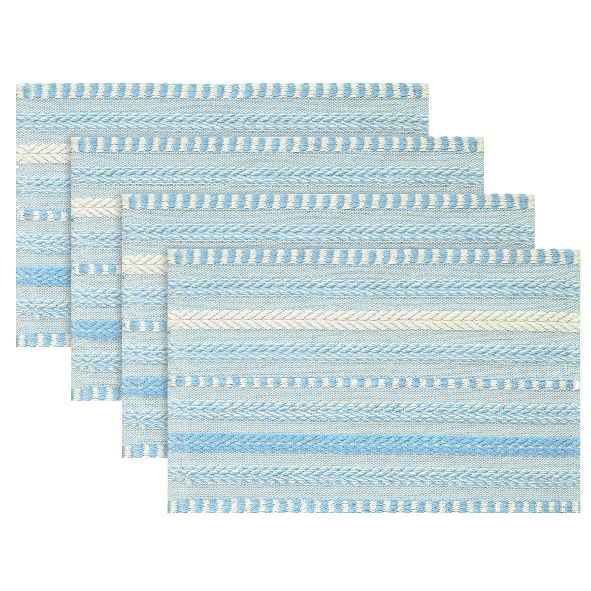 Artoid Mode Caramel Woven Braided Stripe Placemats Set of 4-12x18 Inch