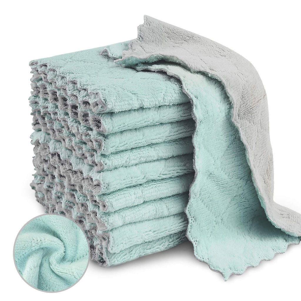 Bessrung 20 Packs Kitchen Cloth Dish Towels, Nonstick Oil Fast Drying Washcloths, Premium Dish Cloths for Kitchen, Car, Bathroom Cleaning, Reusable Highly Absorbent Cleaning Clothes, Mix-Colors