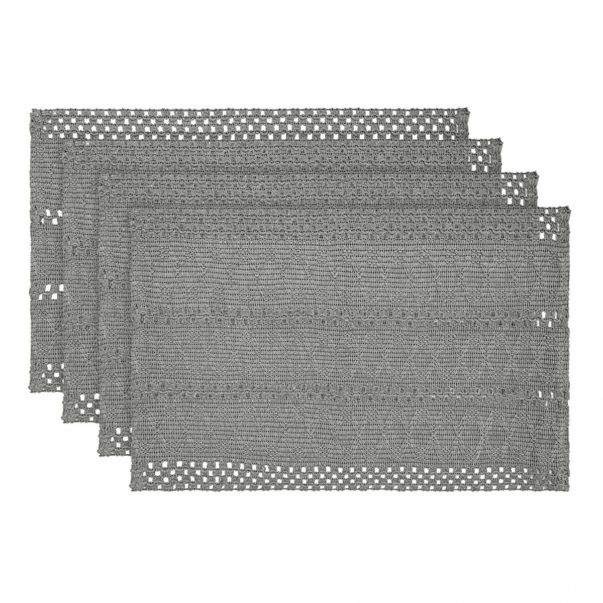 Artoid Mode Black Woven Rustic Hollow Placemats Set of 4-12x18 Inch