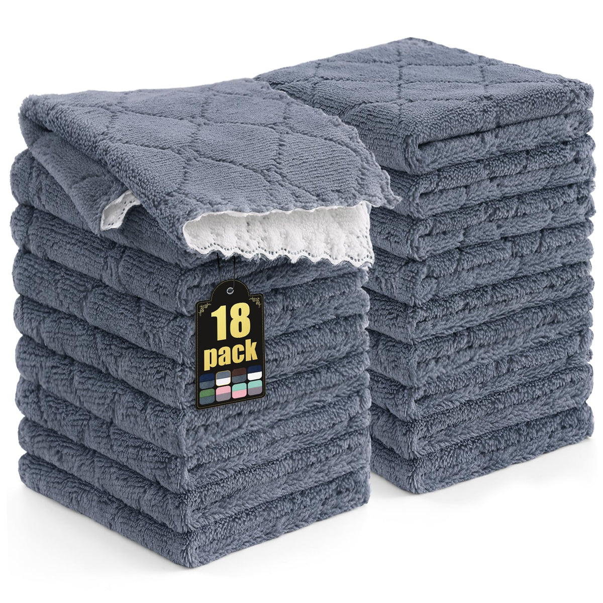 Mordimy 12 Pack Soft and Absorbent Kitchen Cloths, Dark Grey & White