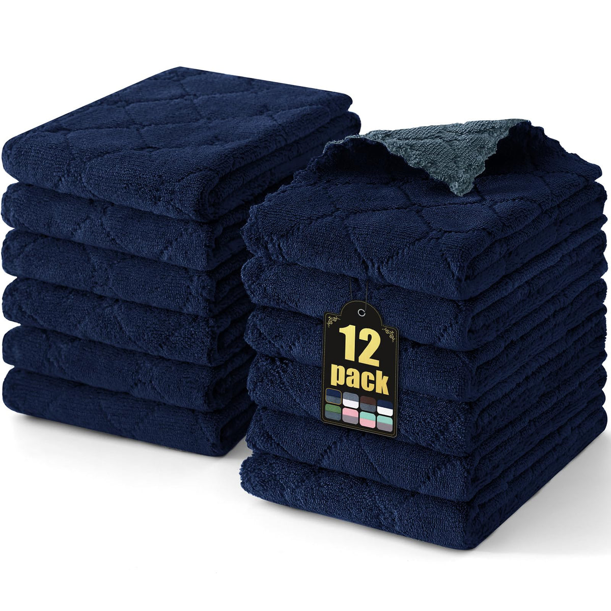 Mordimy 12 Pack Soft and Absorbent Kitchen Cloths, Dark Grey & White