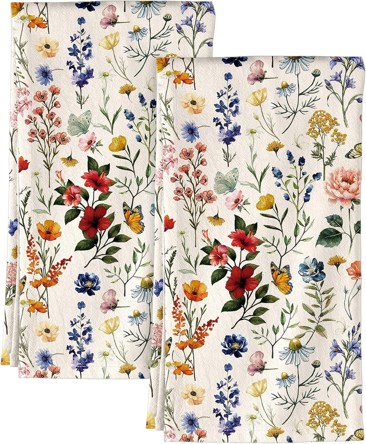 Miss Adola 150GSM Flour Sack Kitchen Towels Set of 2, Vintage Flower