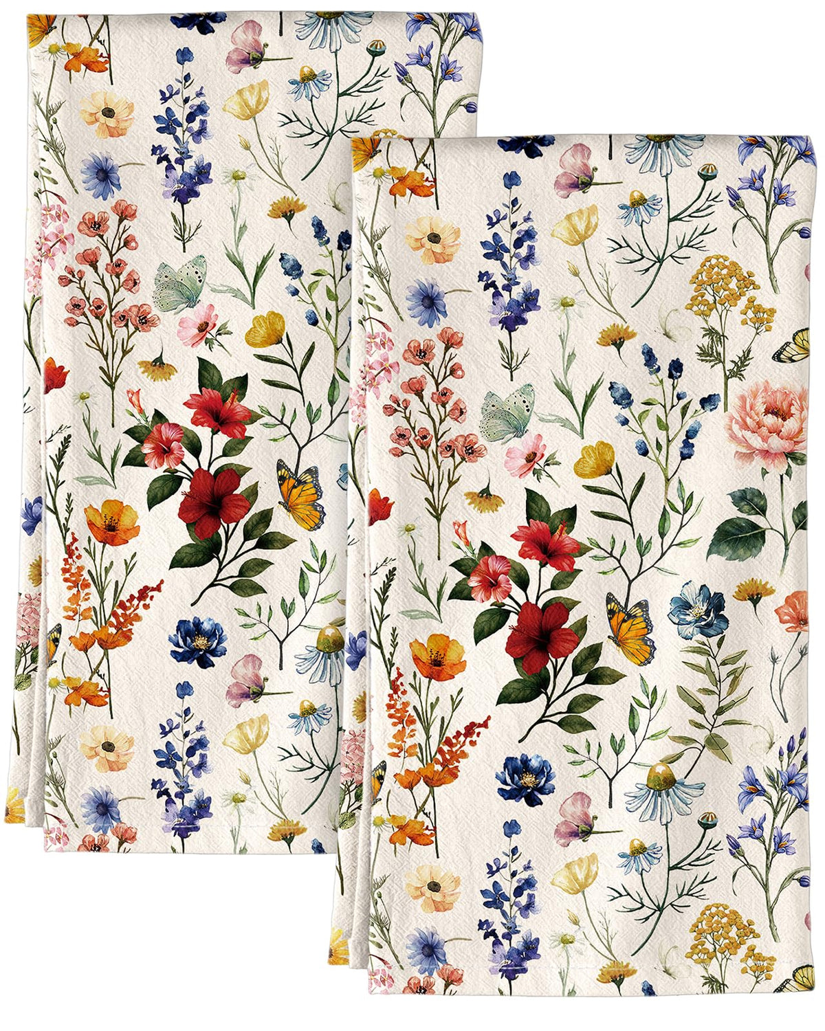 Miss Adola 150GSM Flour Sack Kitchen Towels Set of 2, Vintage Flower
