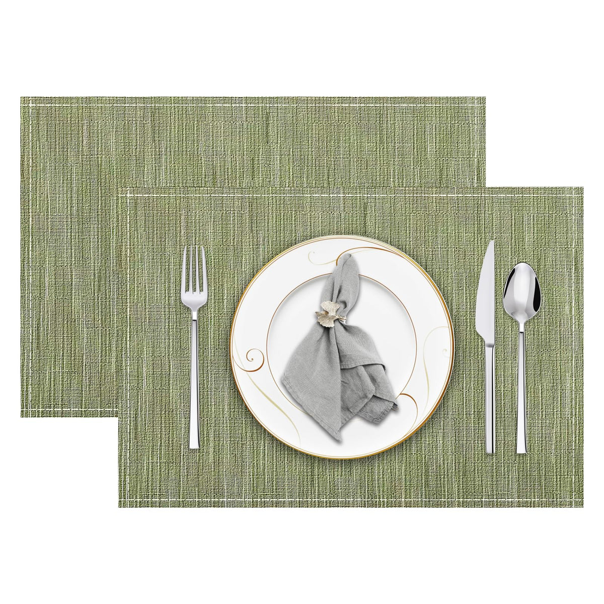 Niviy Placemats, Placemats Set of 4 Washable Place Mats, Green 12" x 18"