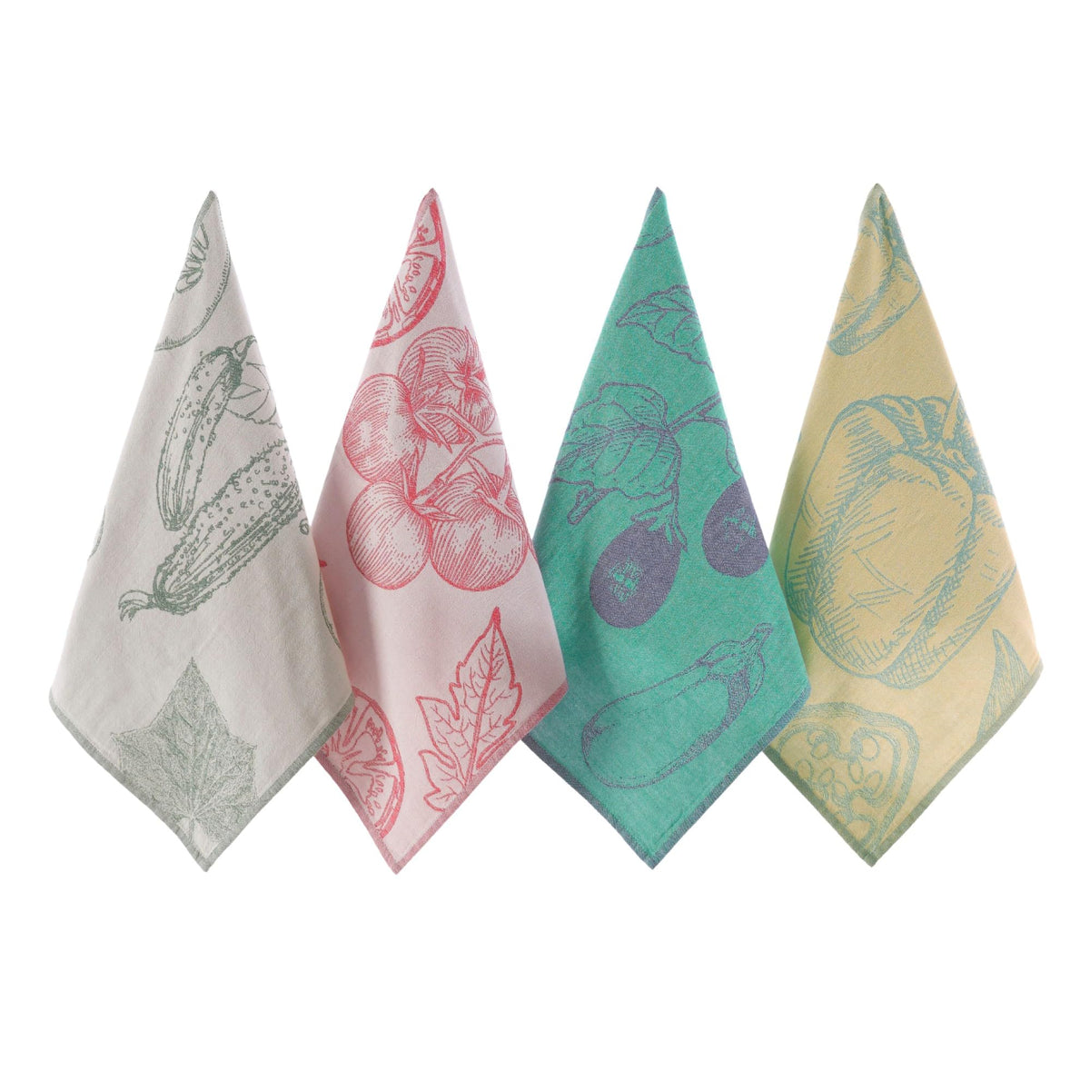 sea me at home 100% Cotton French Jacquard Kitchen Tea Towel Set of 4 - Italian & French Gourmet Kitchen Towels (Gourmet Moments)
