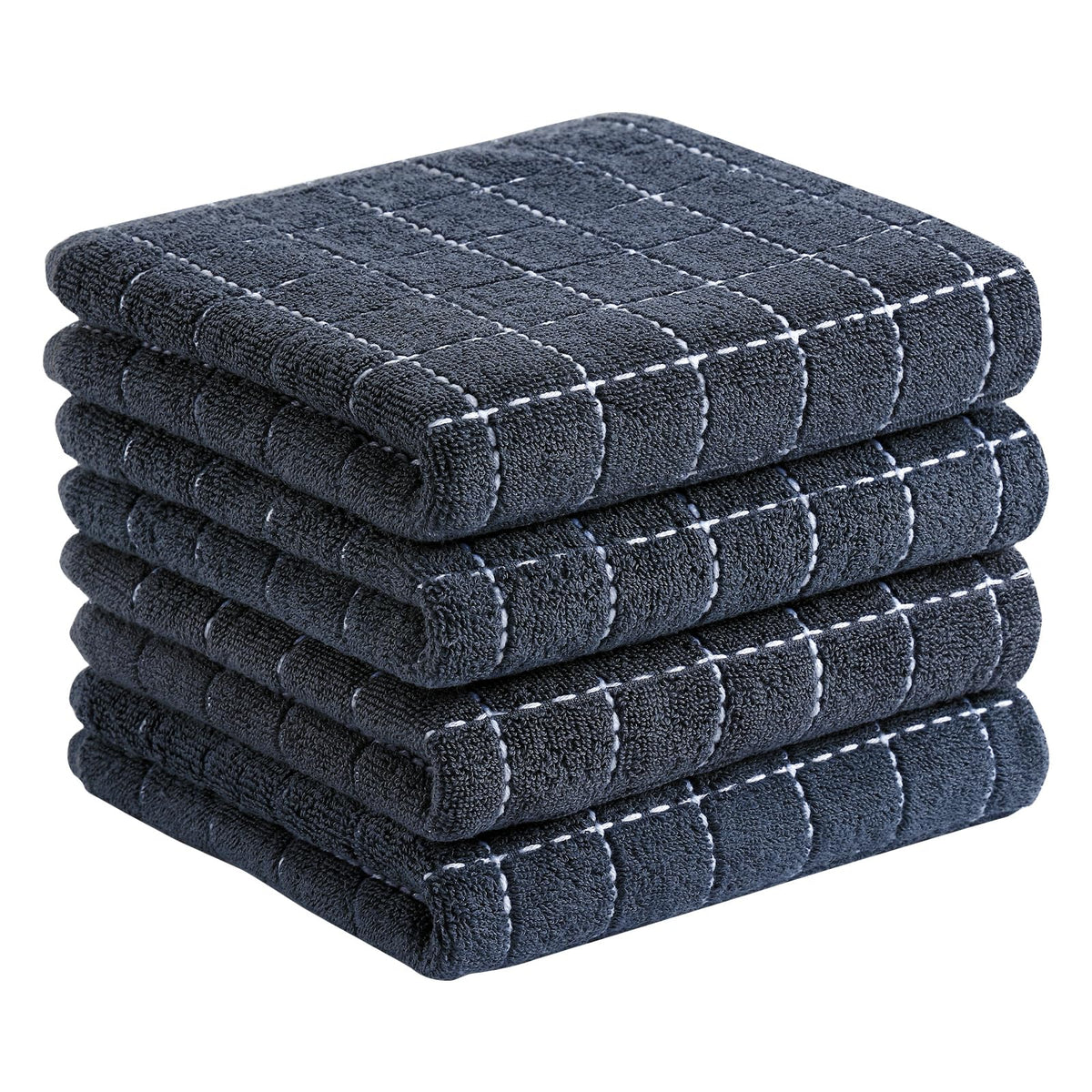 Homaxy 100% Cotton Terry Kitchen Towels, 4 Pack, Black