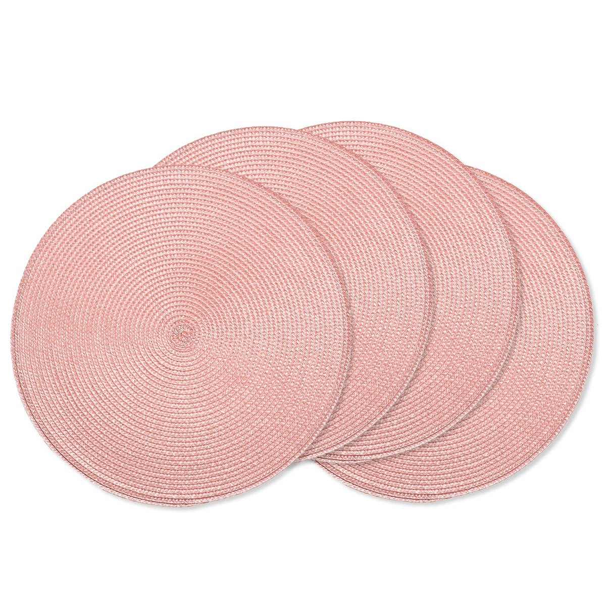 AHHFSMEI Round Placemats Set of 6 Heat Resistant Washable Non-Slip Woven Braided Table Mats for Dining Table Kitchen & Home Decor (Black)